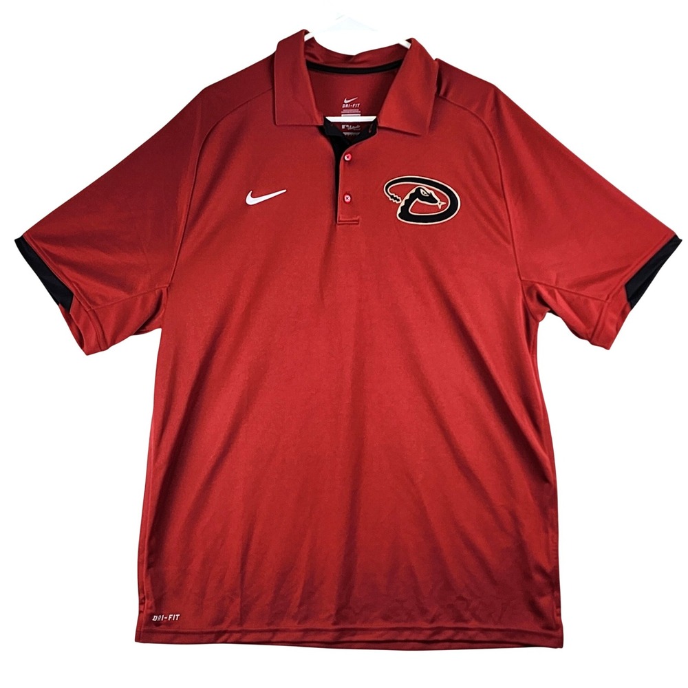 Nike Arizona Diamondbacks MLB Polo Mens Large Red Dri-FIT Athletic Sportswear
